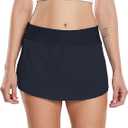 Willit Womens Swim Skirt Athletic Bathing Suit Skorts Skirts Swimsuit Bottoms with Zipper Pocket, Size S, Blue