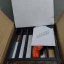 Freestanding Short Dog Gate, 16" Tall Pet Gate Indoor with Support Feet Easily Step Over, 4 Panel Metal Wood Foldable Pet Dog Gate, Up to 48" Wide Puppy Fence, Puppy Gate for for Doorway&Hallway Black