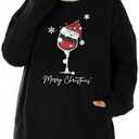 BLANCHES Plus Size Christmas Sweatshirts for Women Funny Xmas Sweater Pullover Cute Holiday Merry Christmas Graphic Tops (XXXL)