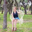 SUNCREAT Hammock Chair Macrame Swing with Side Pocket, Hanging Cotton Rope Hammock Swing Chair for Indoor and Outdoor Use, 330 lbs Capacity, Pack of 2, Beige