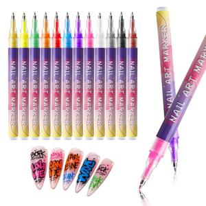 MJB Drenubal 12 Color Color Nail Art Pens, Nail Polish Pens Set Drawing Painting Point Liner Acrylic Painted Pen Kit, Waterproof and Quick-drying Nail for DIY Nails Art Design Manicure Tools