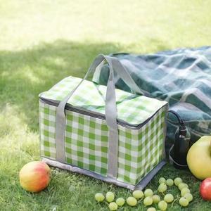 Insulated Picnic Bag Cooler Reusable, Beach Bag Cooler Bags with Zippered Top - Insulated Bag for Hot or Cold,Picnic Basket Collapsible, Picnic,Beach, Outdoor (13.8x7.9x7.9 in) (Green)