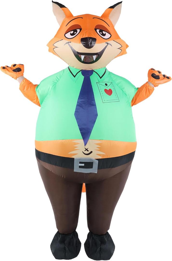 Halloween Fox Inflatable Costume for Adult Funny Animal Costumes Blow Up for Women Men Cosplay Suit Holiday Party