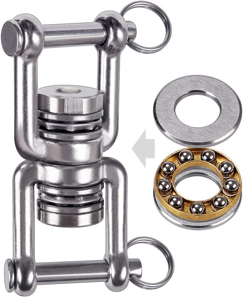BeneLabel Dual Hanging Rings Hammock Swing Hanger, Swivel Stainless Steel Mounting Bearing Set D Shape Open Loop for Indoor Outdoor Playground Chair Yoga Rope Punching Bag Sandbag