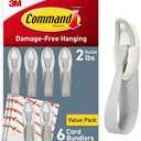 Command Cord Bundlers, Damage-Free Hanging Cord Organizer, No Tools Cord Bundler for Hanging Electrical Cables of Christmas Decorations, 6 Gray Cord Bundlers and 12 Command Strips | Cord Organizer, No Tools, Cord Bundler, 6 psc