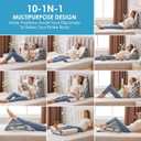 MEGCXIT 3PCS Bed Wedge Pillow for Headboard, Adjustable Wedge Pillow for Sleep Apnea, 23 Wide Triangle Pillow Wedge Set for After Surgery, Acid Reflux Relief, Snoring, Neck & Back Support, White/Grey