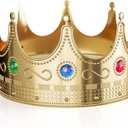 Gold Crown Display Royal Queen and King Crown Luxurious Royal Crowns for Women and Men - 0.75" x 8" Perfect for Parties Prom King Regal Decor & Crowns for Kids Royalty Themed Events
