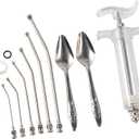 Baby Bird Feeding Syringe Feeding Tubes for Birds Parrot Hand Feeding Syringe with 6 Pcs Curved Gavage Tubes and Stainless Steel Metal Feeding Spoon (50ML)