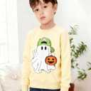 Girl Boy Pumpkin Ghost Pullover Long Sleeve Cute Spooky Tops Halloween Sweatshirt (2-3T, Apricot)