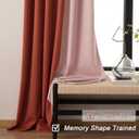 96 Inches Long Baby Pink and Burnt Orange Pleated Curtains for Bedroom, Room Darkening Soundproof Memory Shaped Two Colors Pleated Drapes with Hooks for Traverse Rod, 42"x96"x2