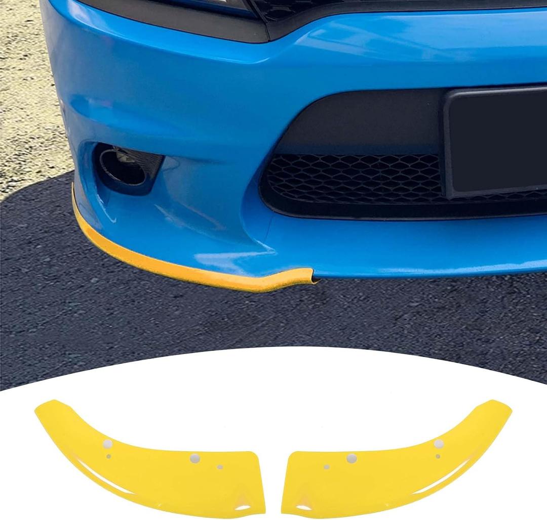 for Charger Front Bumper Lip Splitter Protector Cover Trim for 2015-2023 Dodge Charger Yellow Exterior Accessories 2pcs, Not for SXT/Widebody