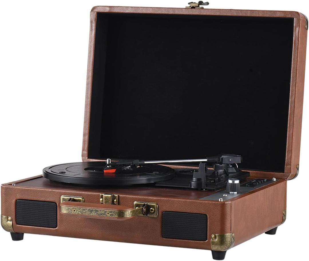 Semme Retro Record Player Portable Turntable for Versatile Listening Experience Brown (Brown)