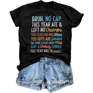 Last Day of School Shirts Bruh Teacher T-Shirt Admit It You'll Low Key Miss Me Bruh Vacation T-Shirt (L)