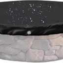 57 Inch Firepit Cover Round for Built-In Stone Fire Pit - Outdoor In-Ground Firepits Covers Accessories (Black)