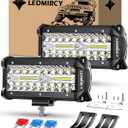 7 Inch LED Light Bar Spot Flood Combo Beam Triple Rows LED Pod Lights 2PCS White Off Road Lights for GMC Truck Tractor Excavator ATV SUV UTV Boat Cart IP68 Waterproof