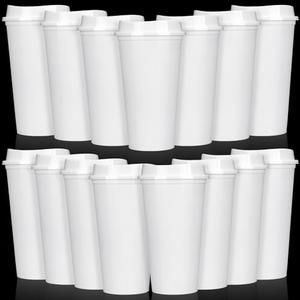 Domensi 14 Pack Reusable Coffee Cups with Lids 16 oz Disposable Travel Cups Bulk Plastic to Go Coffee Tumblers for DIY Hot Cold Drink Party Favors Coworker, Microwaveable (White)
