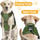 Heavy-Duty Tactical Dog Harness for Large Dogs, No Pull Adjustable Reflective Pet Vest with Molle System, K9 Military-Grade Control for Service Training, Outdoor & 10+ Breeds, Green, Large (L: Neck: 19-25'', Chest: 27-35'')