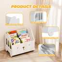 Wooden Kids Bookshelf Bookcase, Toddler Montessori Bookshelf, Nursery Book Shelves with 4 Adjustable Dividers, Book Shelf for Kids Rooms, Nursery, Bedroom, Classroom and Playroom Storage