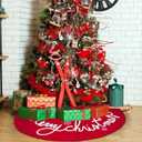 36 Inch Christmas Tree Skirt Red Thick Merry Christmas Skirts for Xmas Trees Rustic Winter Holiday Tree Mat Decoration for Farmhouse Xmas Holiday Home Party Indoor Outdoor Decor (36 Inch)