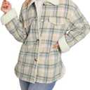 Dokotoo Winter Coats for Women Button Down Plaid Flannel Shirts Warm Sherpa Fleece Jacket  XL