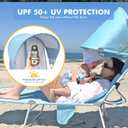 Backpack Beach Tanning Chair with Canopy and Face Hole, 6-Position Folding Lay Out Lounge Chair, UPF 50+ Wind-Resistant Sun Shade, Portable Recliner for Sunbathing, Outside, Poolside, Lawn, 2 Pack