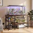 Fish Tank Stand for 40-55 Gallon Fish Tanks, 43.3" x 22" Heavy Duty Aquarium Stand with Power Outlet, Storage Shelves & Adjustable Feet, Metal Terrarium Stand for Reptile Tanks