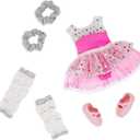 Glitter Girls  14-Inch Doll Clothes  Twirls of Joy Ballerina Outfit Hearts & Stars  Ballet Dress, Hair Elastics, Shoes  3+ Years