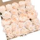 Ling's moment Artificial Flowers Fake Roses Gardenia Faux Foam Peony Combo for DIY Wedding Bouquets Centerpieces Arrangements Bridal Shower Party Home Decorations, Blush, 23pcs