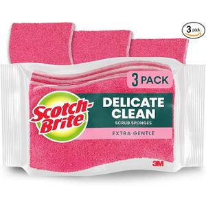 Scotch-Brite Delicate Clean Scrub Sponges Extra Gentle (3 Pack)