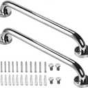 16 Inch Stainless Steel Shower Grab Bar 2 Pack, Munzong Balance Handrail Shower Bar - Bathroom, Bathtub Mounted Safety Hand Support Rail, Handicap, Elderly, Disabled, Injury, Senior Assist Bath Handle