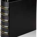 LETVPVOW Vintage Hardback 3 Ring Binder 3 Inch, Professional Leather Binder 3 Ring, D Ring Binders Fits 8.5 x 11, Three Ring Binders for Photo Album, Home, School and Office Supplies- Black