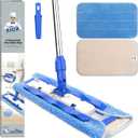 MR.SIGA Professional Microfiber Mop for Hardwood, Laminate, Tile Floor Cleaning, Stainless Steel Telescopic Handle - 3 Reusable Flat Mop Refills and 1 Dirt Removal Scrubber Included