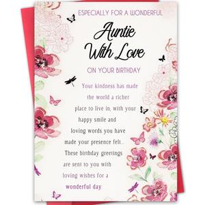 2 x Hongshan Birthday Card for Aunt,Unique Auntie Gifts from Nephew Niece,Thick Card Stock with Premium Envelope