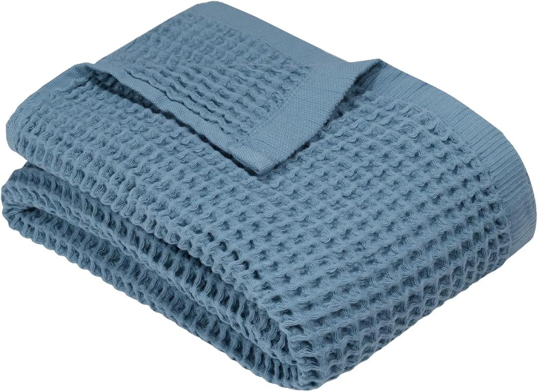 Organic Cotton Waffle Weave Turkish Bath Mat Towel - Ultra Soft Lightweight Quick Dry, Oeko-Tex Certified 24x60 In