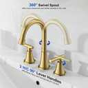 Bathroom Faucets for Sink 3 Hole, Hurran Brushed Gold Bathroom Sink Faucet with Pop-up Drain and Supply Lines, Stainless Steel Lead-Free Widespread Faucet for Vanity RV Farmhouse Sink