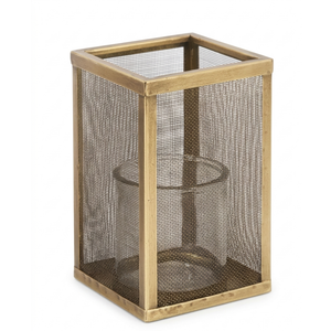 10 in Metal Candleholder Glass