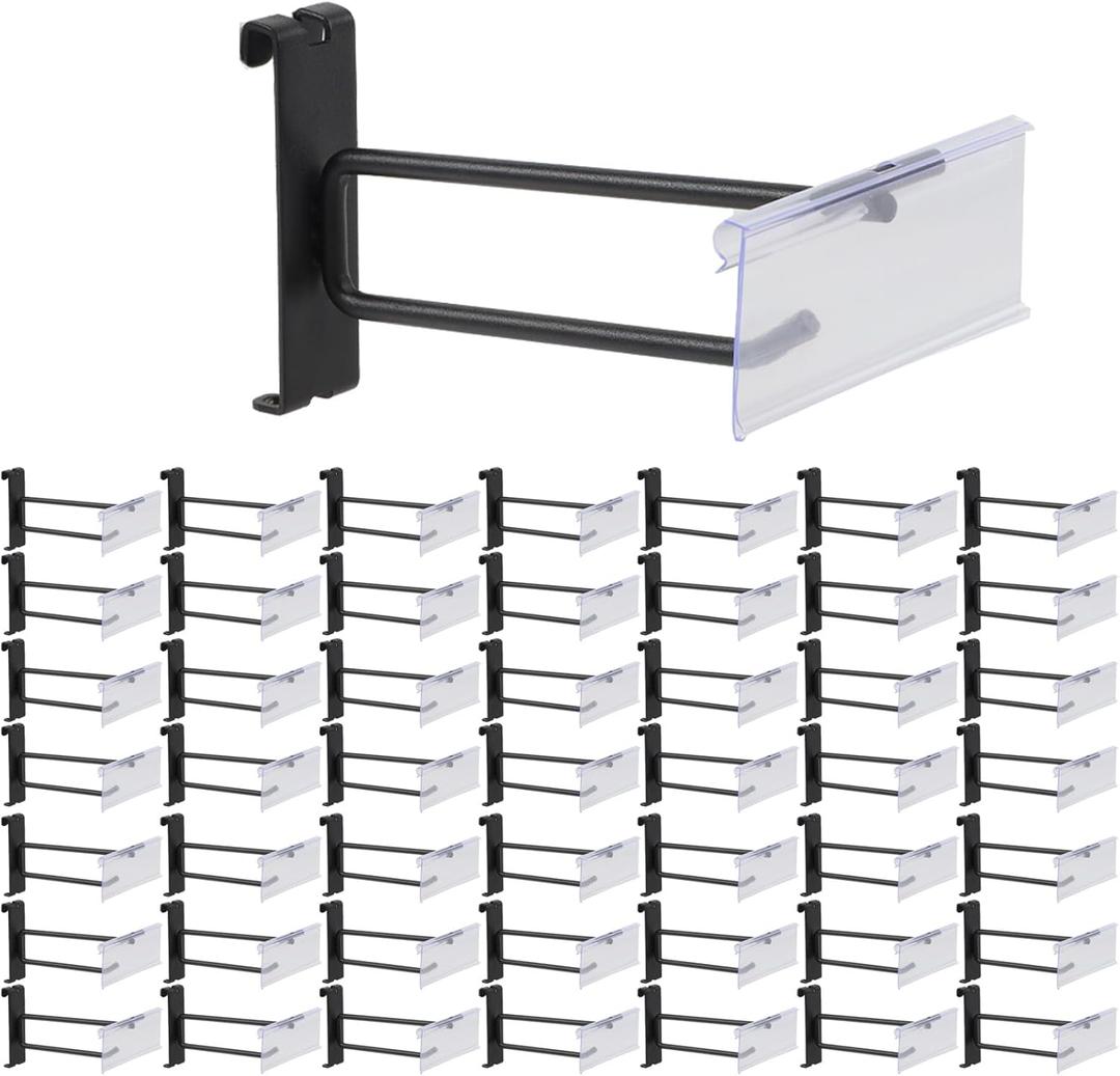Polmart Heavy Duty 6" Gridwall/Grid Panel Double-Bar Hooks with Price Tag Holders, Black (6-inch, 50-Pack)