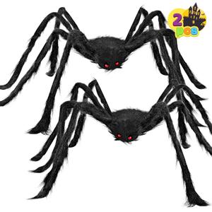 JOYIN 2 Pack 4 Ft Halloween Spider Decorations Outdoor, Scary Large Giant Spiders with Adjustable Legs for Halloween Outside Decor, Yard Lawn Indoor Haunted House Props (Black)