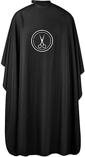 Lilexo Barber Cape - Professional Large Salon Hair Cutting Cape for Men with Snap Closure, 66" x57” Water Resistant Unisex Adults Black Hair Stylist Gown for Haircut Hairdresser Styling