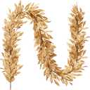 Jutom 9 Ft Gold Christmas Bay Leaf Garland Decoration Gold Bayleaf Garland for Christmas Fireplace Front Door Stairs Decoration Xmas Holiday Winter Engagement Birthday Wedding Supplies