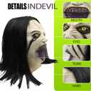 Scary Mask for Women, Horror Crying Woman Mask with Wigs, Halloween Costumes Mask, Quality Latex Full Head Mask, Ideal for Halloween Scary Costumes Cosplay Dance Masquerade Party One Size Fit Most