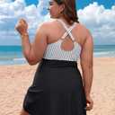 Blooming Jelly Women Plus Size Swim Dress Swimsuit One Piece Tummy Control Bathing Suit Swimsuit 2026 3XL, Striped Black