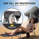 Backpack Beach Tanning Lounge Chair with Canopy Shade Face Hole Padded Adjustable Washable, 6 Position Layout Chair for Outside Sunbathing Poolside Lawn, UPF 50+ Wind-Resistant Sun Shade, 2 Pack