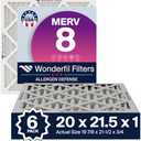20x21.5x1 MERV 8 (6 Pack) | Wonderfil Filters | Pleated HVAC Design | Perfect Fit for AC & Furnace Systems | Actual Size: 20" x 21.5" x 0.75"
