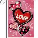 Welcome Valentine's Day Garden Flag Pink Love Heart Vertical Double Sided Garden Flag Holiday Outside Yard Decoration Anniversary Wedding Farmhouse Valentines Day Decor 12.5 x 18 Inch