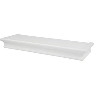 HIGH & MIGHTY Floating Shelf 18 Inch | Tool-Free Wall Mounted Shelf for Drywall | Holds 15 lbs Beveled White Decorative Wall Shelf for Bedroom Living Room Bathroom Kitchen Storage