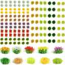 140Pcs DIY Miniature Colorful Flower Cluster Self Adhesive Flower Vegetation Groups Static Grass Tufts for Train Landscape Railroad Scenery Sand Military Layout Model Miniature Bases and Dioramas