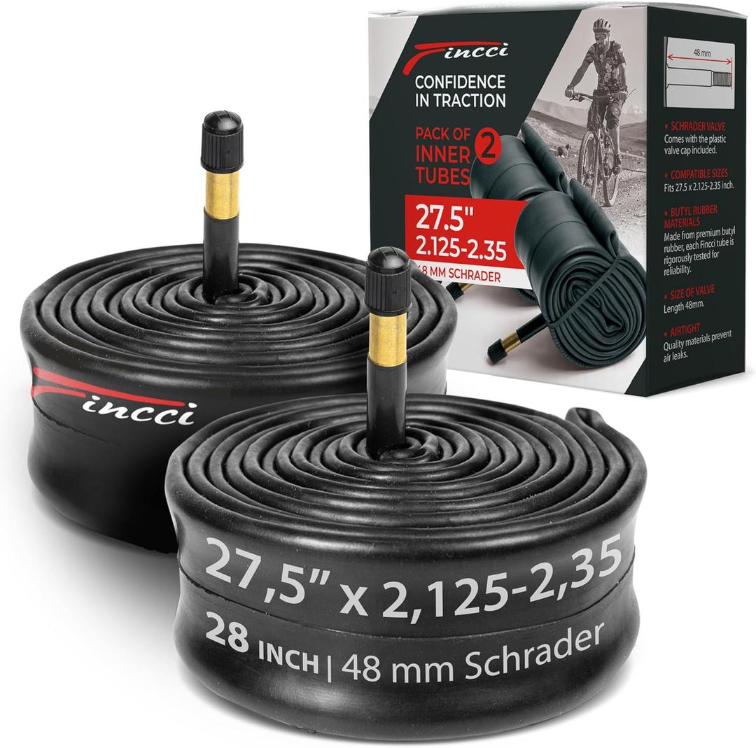 Fincci Pair 27.5 x 2.10-2.35 Inch Bike Inner Tubes, 48mm Schrader Valve  Pack of 2, Ideal for Mountain, MTB, Road, and Hybrid Bicycles