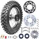 3.00-14 90/100-14 Dirt Bike Rear Rim Wheel Tire With 15mm Bearing for 125cc 140cc 150cc 160cc Kayo TT140 TTR125 RM80 RM85 KLX140R DB17 DB27X-Motos Apollo RFZ DB-X18 SSR SR150 Baja Pit Bike