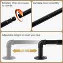 6 x Industrial Curtain Rods for Windows 48 to 84 Inches, Blackout Wrap Around Curtain Rod, for Indoor and Outdoor, 7/8 Inch Diameter, 35 to 75 Inches, Black